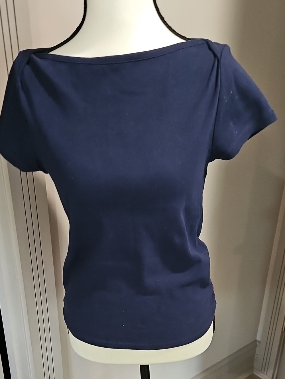Old Navy Navy Short-Sleeve Boatneck Tee